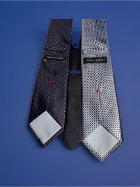 Tommy Hilfiger Men’s Tie Set - Navy, Black & Silver polka dots diamonds
